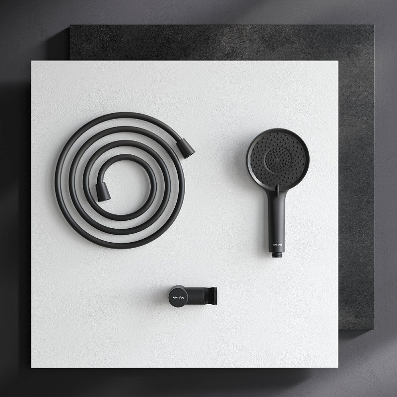 Душевой гарнитур AM.PM X-Joy F01185A022 держатель, шланг, лейка 3 режима, черный