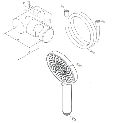 Душевой гарнитур AM.PM X-Joy F01185A022 держатель, шланг, лейка 3 режима, черный
