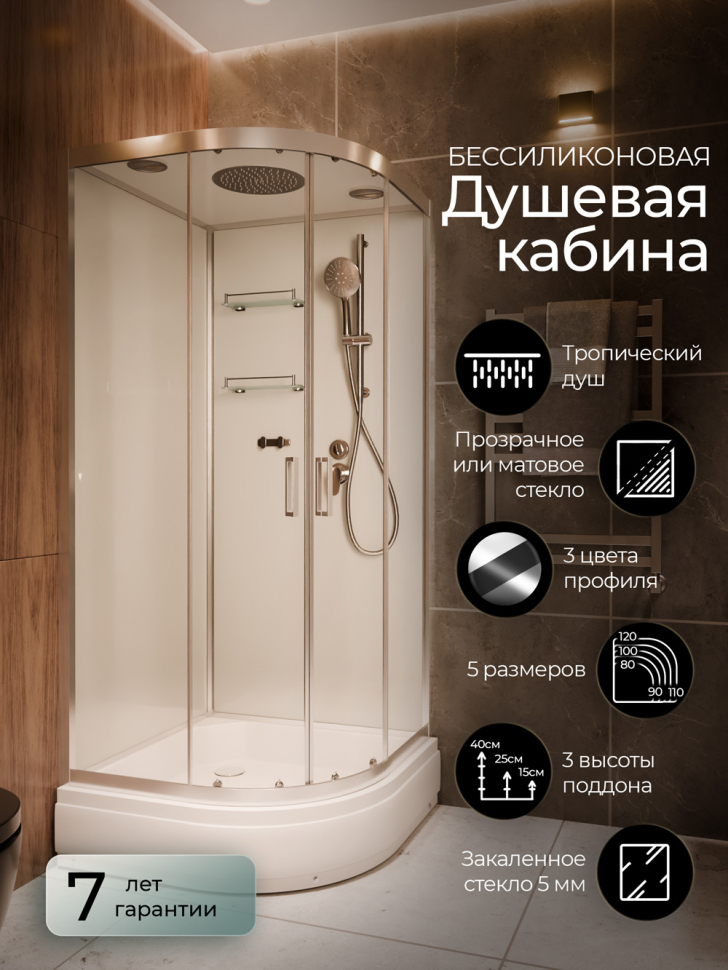 Душевая кабина Frank F409/1 Brilliant 90x90 см, 175009