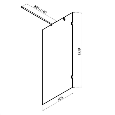 Душевая перегородка 90x195 AM.PM X-Joy W94UWI-90-F1-BTE прозрачное стекло, профиль черный