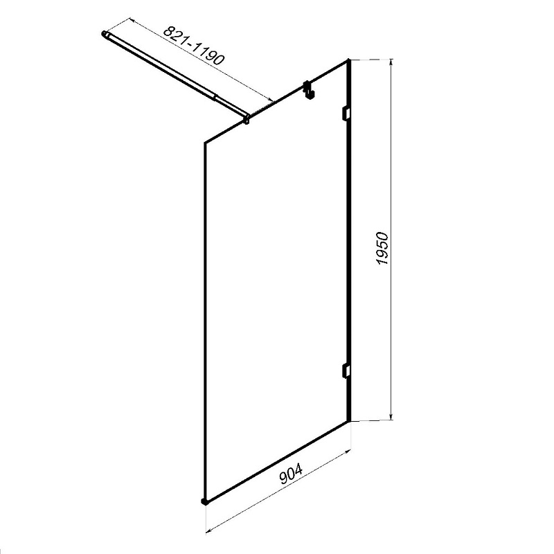 Душевая перегородка 90x195 AM.PM X-Joy W94UWI-90-F1-BTE прозрачное стекло, профиль черный