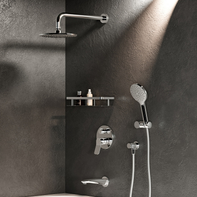 Встраиваемая душевая система AM.PM X-Joy FB85A3RH10 хром: тропический верхний душ, ручной душ, излив