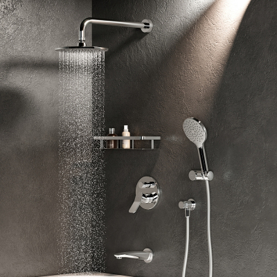 Встраиваемая душевая система AM.PM X-Joy FB85A3RH10 хром: тропический верхний душ, ручной душ, излив