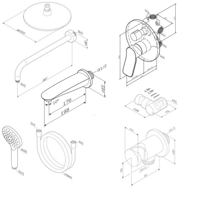 Встраиваемая душевая система AM.PM X-Joy FB85A3RH10 хром: тропический верхний душ, ручной душ, излив