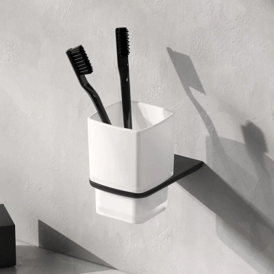 Стакан для зубных щеток настенный AM.PM Inspire 2.0 A50A34322 стеклянный, черный