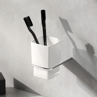 Стакан для зубных щеток настенный AM.PM Inspire 2.0 A50A34300 стеклянный, хром