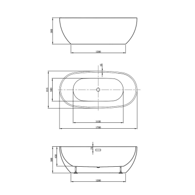 Ванна акриловая Vincea VBT-408-1700, цвет белый, щелевой перелив, слив хром