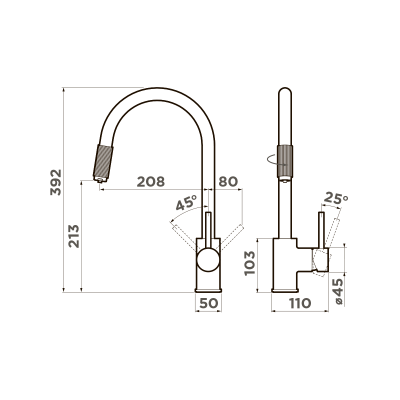 Смеситель для кухни Omoikiri Tamura-BN латунь/нержавеющая сталь, 4994334