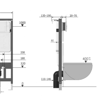 Инсталляция для подвесного унитаза Vincea VIS-601, 500*1112, цвет сине-белый
