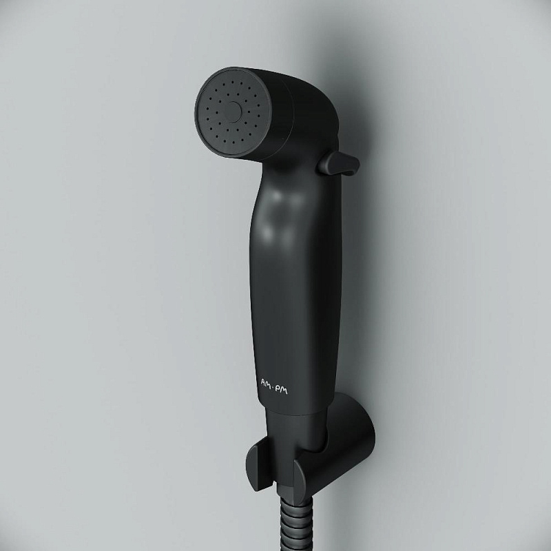 Гигиенический душ (лейка) АM.PM F0202022 со шлангом и держателем, черный матовый