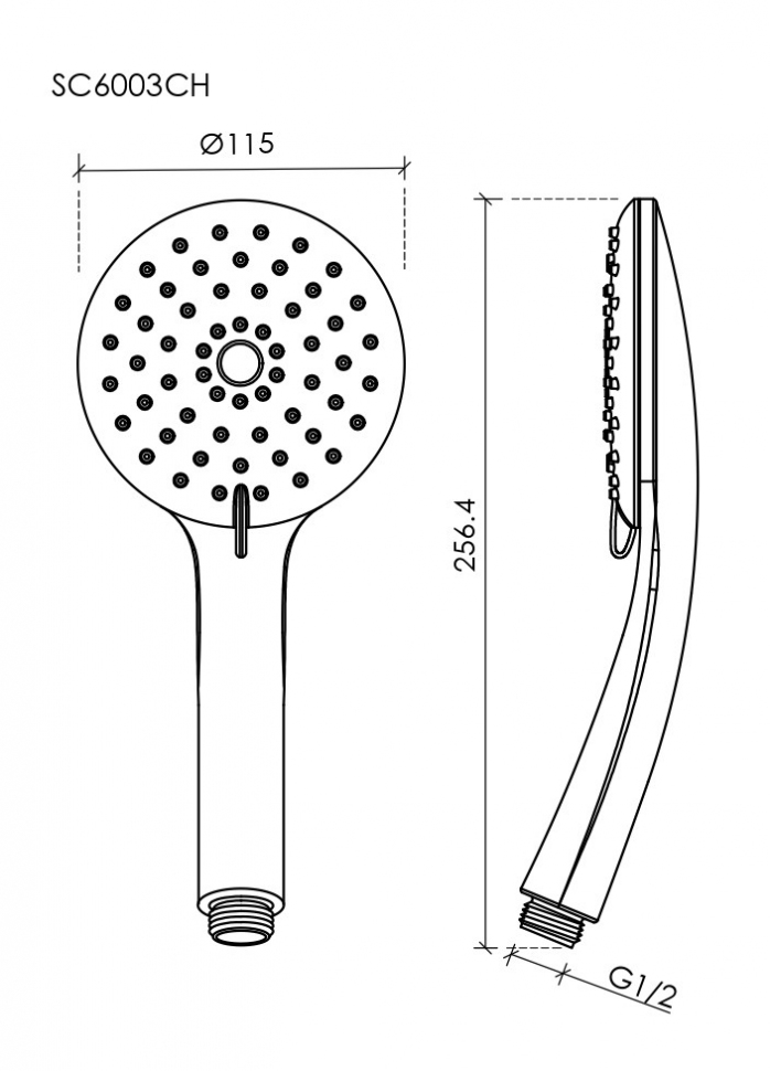 Душевая лейка SANCOS Lotus, диаметр 115 мм, 3 режима, цвет черный матовый, SC6003MB