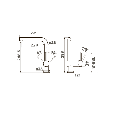 Смеситель для кухни Omoikiri Tanigawa-C латунь/хром, 4994240