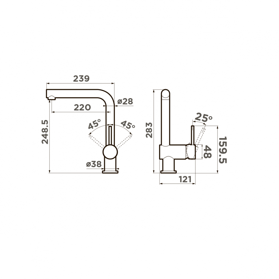Смеситель для кухни Omoikiri Tanigawa-C латунь/хром, 4994240