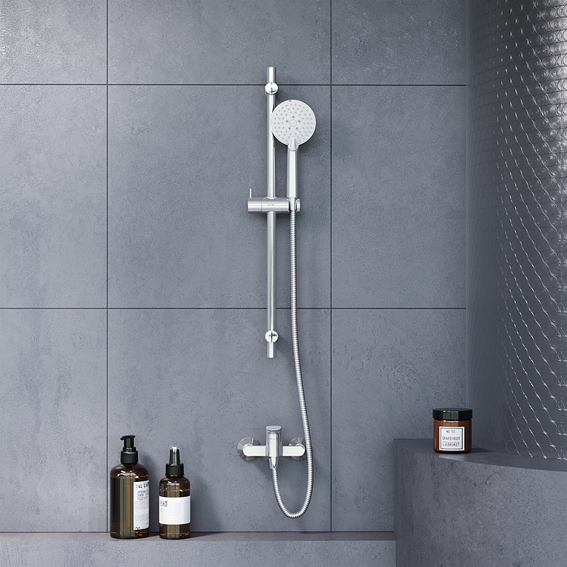 Душевой гарнитур Damixa Origin One 918100000 штанга, шланг, лейка 3 режима, хром