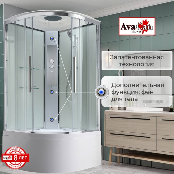 Душевая кабина AvaCan EM5011T 110x110 см стандартная прозрачная