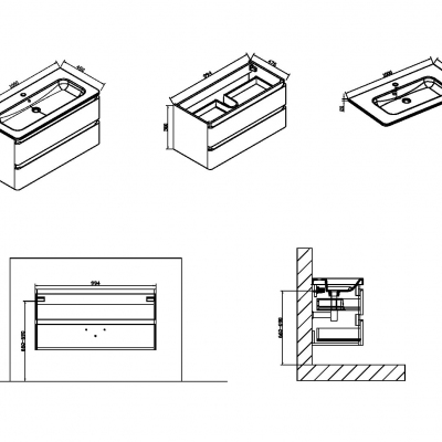 База под раковину Alba 1000 L.White