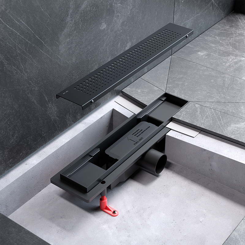 Душевой трап (лоток) 40 AM.PM PrimeFlow W02SC-P11-040-01BM комбинированный затвор с черной матовой решеткой