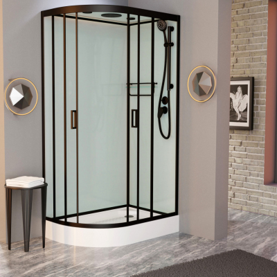 Душевая кабина Frank F412R Black 120х80 см правосторонняя, 214215