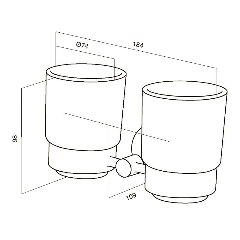 Двойной стеклянный стакан с настенным держателем AM.PM Bliss A55343464 хром