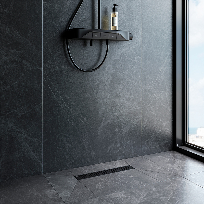 Душевой трап (лоток) 40 AM.PM MasterFlow W01SC-P11-040-01BM комбинированный затвор с черной матовой решеткой