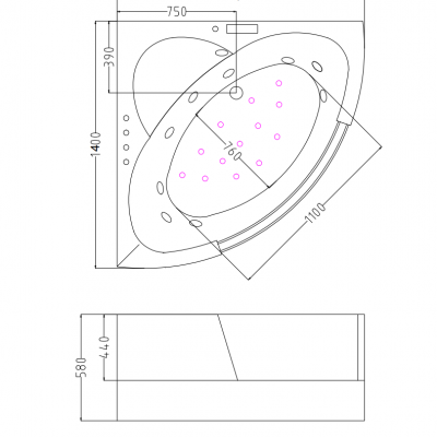 Гидромассажная ванна Frank F164 140x140 см, 2020116