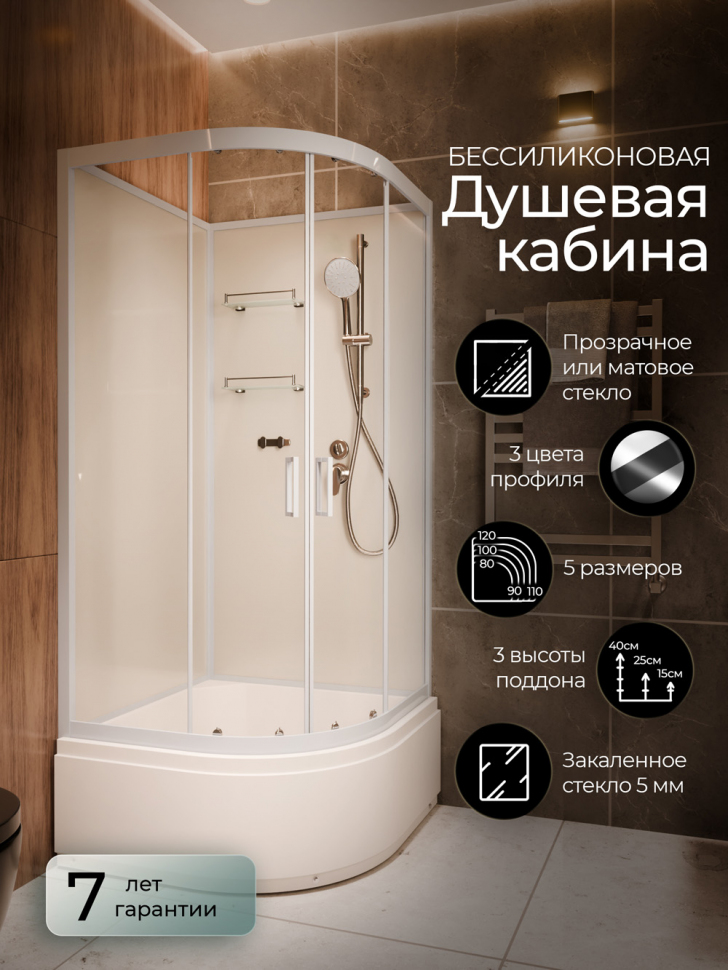 Душевая кабина Frank F409/2 White без крыши 90x90 см, 132009