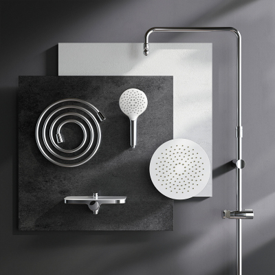 Встраиваемая душевая система AM.PM Like хром: тропический верхний душ, ручной душ, полочка, модуль MultiDock