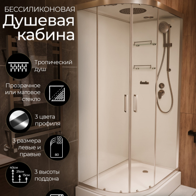Душевая кабина Frank F412R Brilliant 120x80 см, 173009