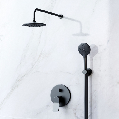 Встраиваемая душевая система AM.PM X-Joy FB85A1RH22 черная: тропический верхний душ, ручной душ