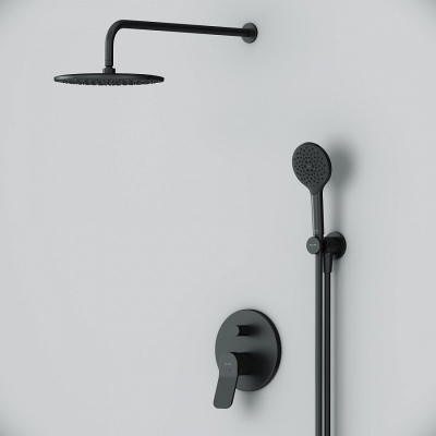 Встраиваемая душевая система AM.PM X-Joy FB85A1RH22 черная: тропический верхний душ, ручной душ