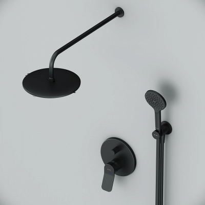 Встраиваемая душевая система AM.PM X-Joy FB85A1RH22 черная: тропический верхний душ, ручной душ