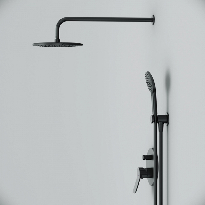 Встраиваемая душевая система AM.PM X-Joy FB85A1RH22 черная: тропический верхний душ, ручной душ