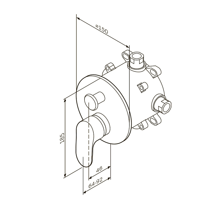 Встраиваемая душевая система AM.PM Like хром: тропический верхний душ, излив с душевой лейкой, модуль MultiDock