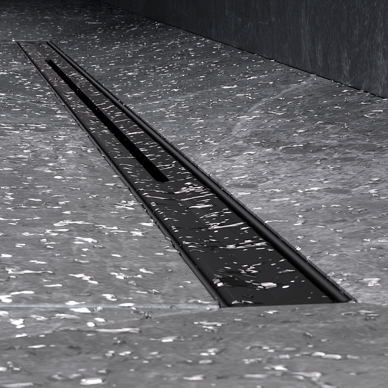 Душевой трап (лоток) 100 AM.PM MasterFlow Slim W01SC-S11-100-05BM комбинированный затвор с черной матовой решеткой