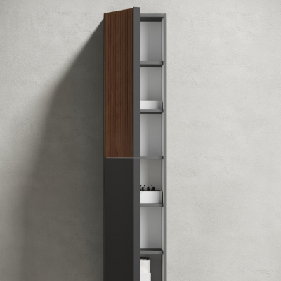 Шкаф-пенал SANCOS Delta подвесной, Дуб красный/графит 350х300х1600, PDL35GR