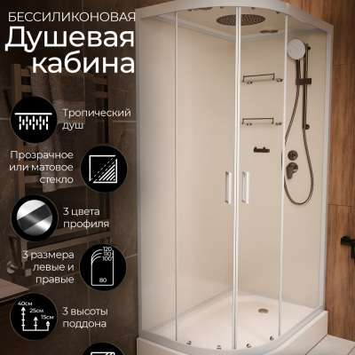 Душевая кабина Frank F412R White 120х80 см правосторонняя, 412214