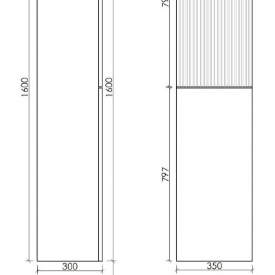 Шкаф-пенал SANCOS Delta подвесной, Дуб светлый/белый 350х300х1600, PDL35W