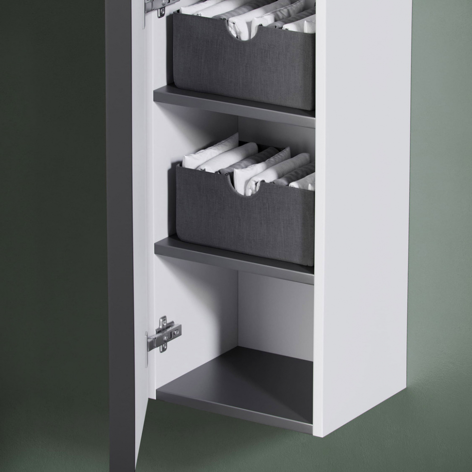 Шкаф-пенал SANCOS Delta подвесной, Дуб светлый/белый 350х300х1600, PDL35W