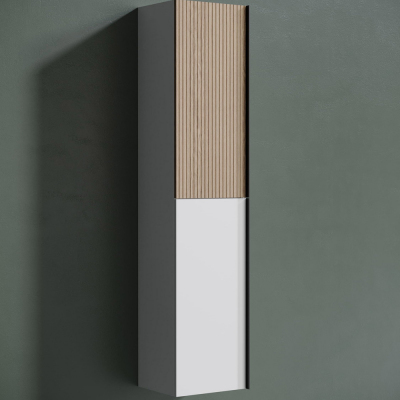 Шкаф-пенал SANCOS Delta подвесной, Дуб светлый/белый 350х300х1600, PDL35W