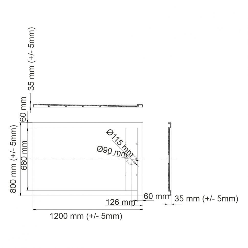 Душевой поддон Wasserkraft Wiese 84T06