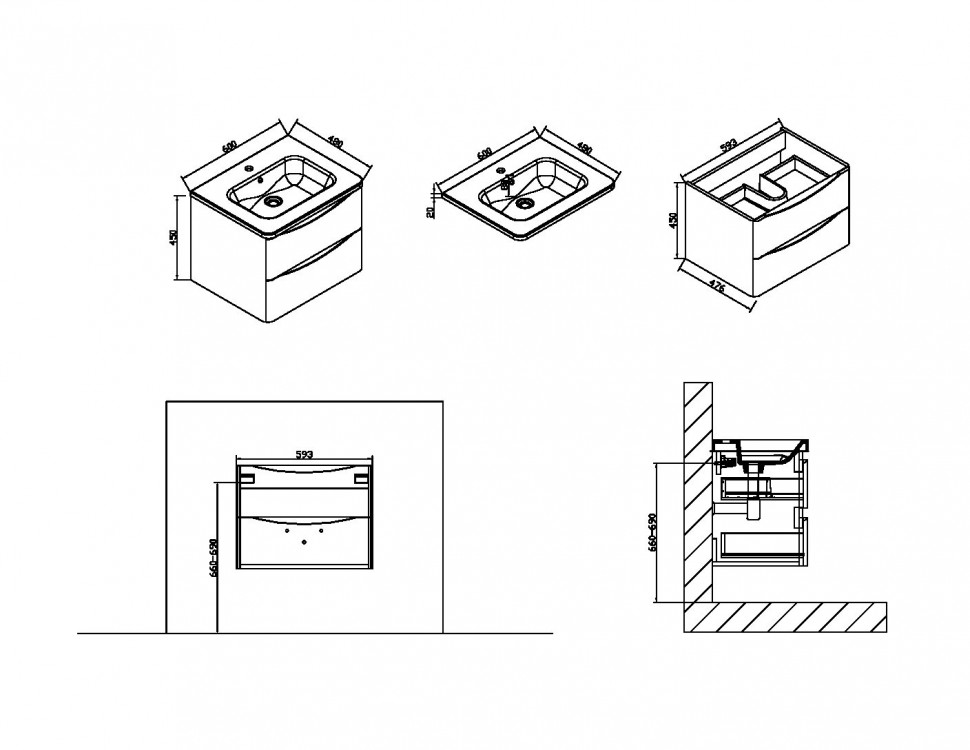 База под раковину Roberta 600 Stone