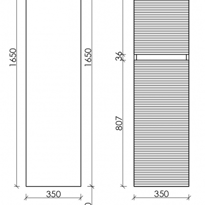 Шкаф-пенал SANCOS Folk подвесной, Bianco 350х350х1650 мм, PFL35W