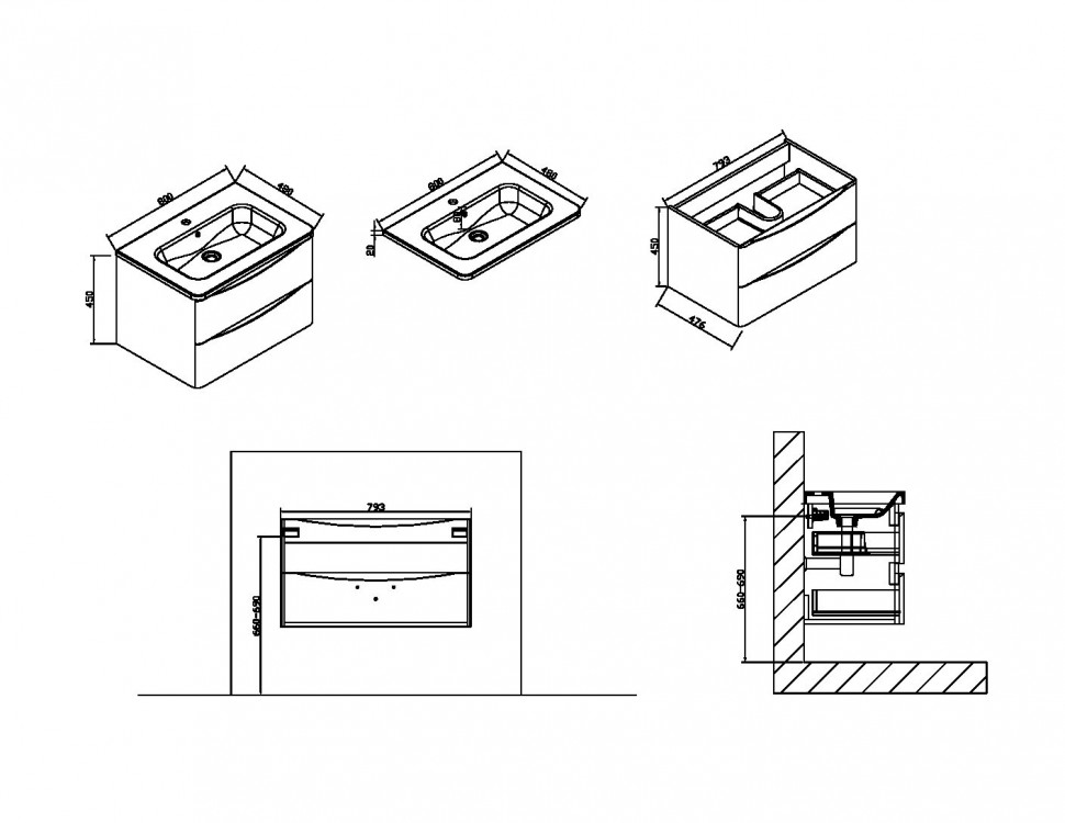 База под раковину Roberta 800 L.White