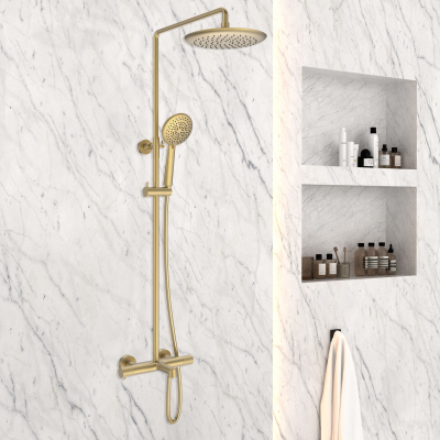 Душевая стойка Desire VSFS-1D1TBG термостатическая, брашированное золото