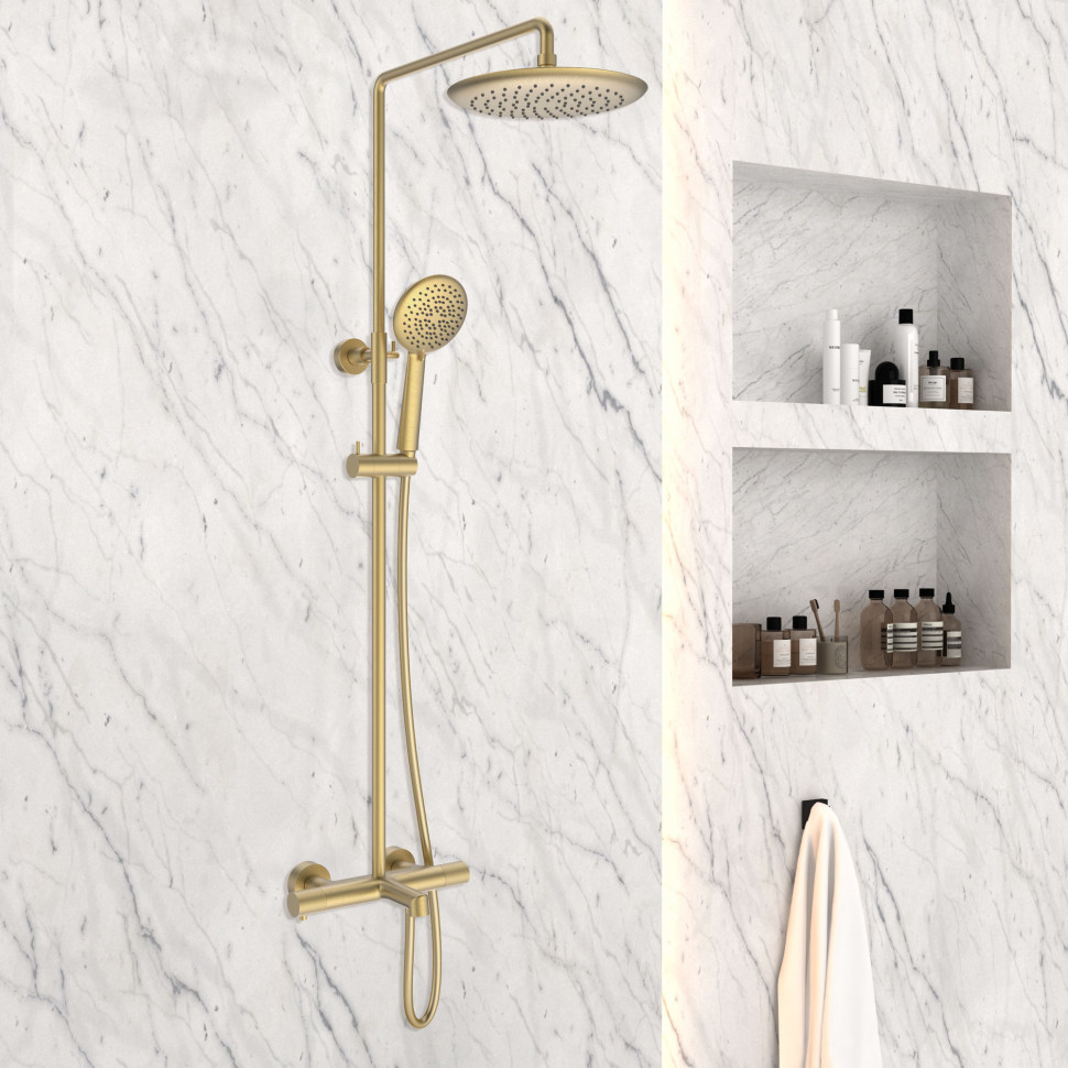 Душевая стойка Desire VSFS-1D1TBG термостатическая, брашированное золото