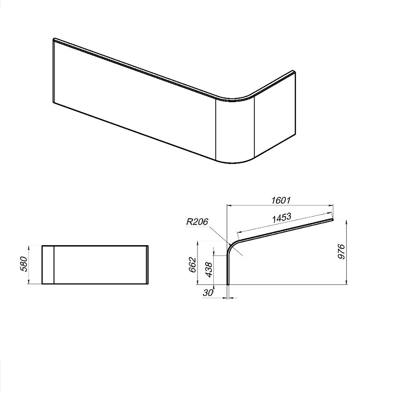 Ванна акриловая 100x160 AM.PM Spirit W72A-160L100W-A2 асимметричная белая глянцевая