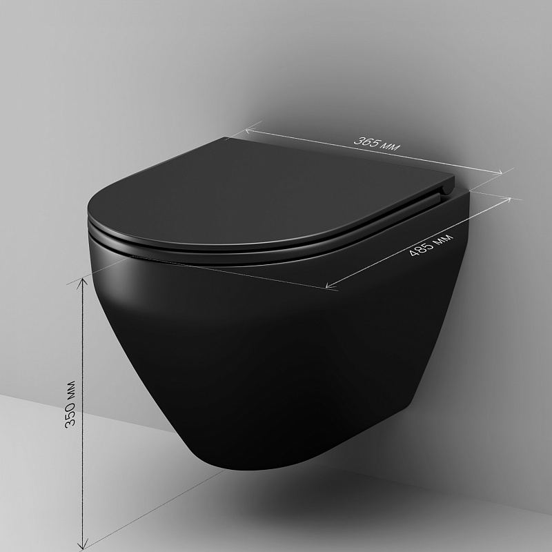 Унитаз подвесной AM.PM Spirit 2.0 C701700MBSC безободковый с сиденьем микролифт, черный матовый