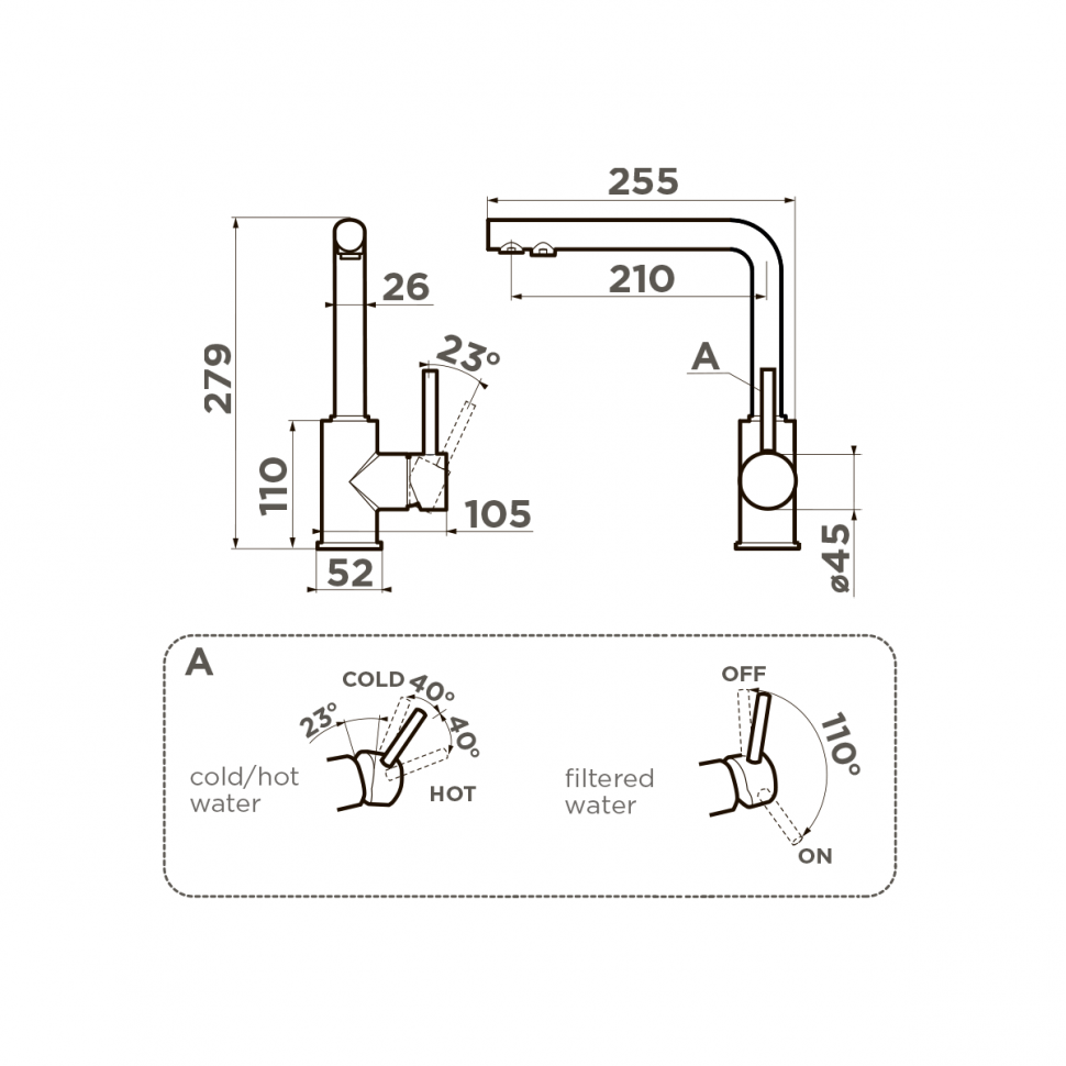 Смеситель для кухни Omoikiri Nakagawa 2 Plus-GR латунь/leningrad grey, 4994417