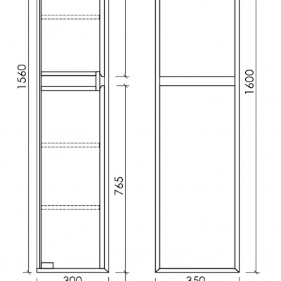 Шкаф-пенал SANCOS Marmi 1.0 подвесной, дуб галифакс натуральный 350х300х1600, PMR35EG