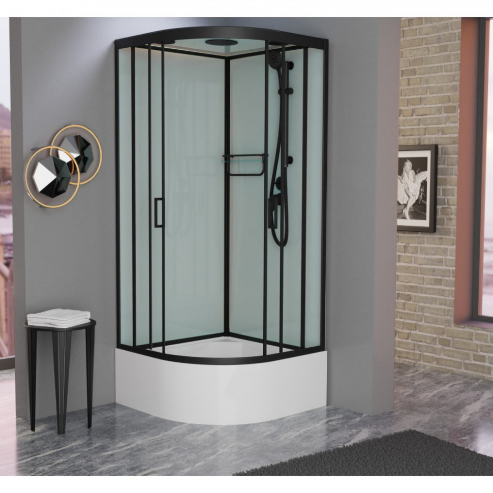 Душевая кабина Frank F409/2 М Black 90x90 матовое стекло, 20070